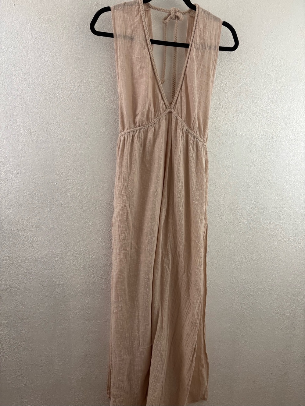 Shade & Shore beige gauze maxi cover-up dress size L
